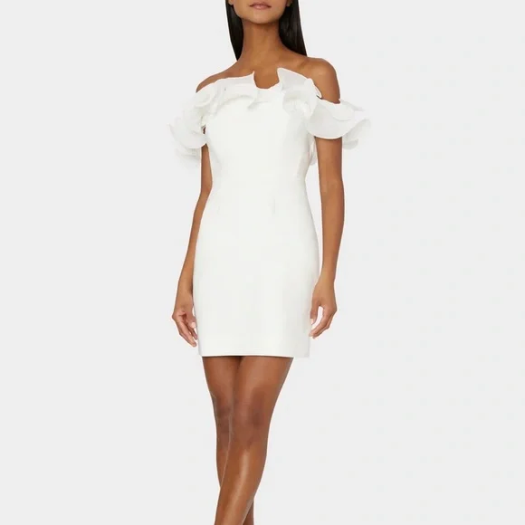 milly white off the shoulder dress Milly Gizelle Ruffle Off The Shoulder Dress 8